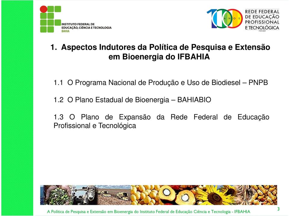 1 O Programa Nacional de Produção e Uso de Biodiesel PNPB 1.