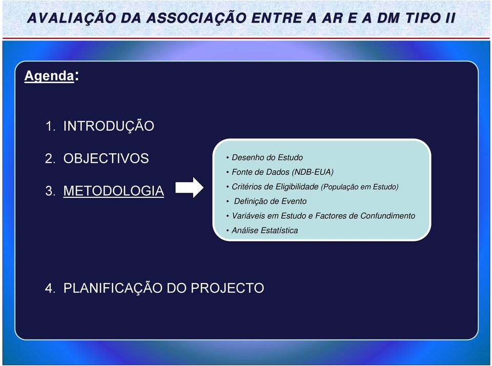 de Eligibilidade (População em Estudo) Definição de Evento