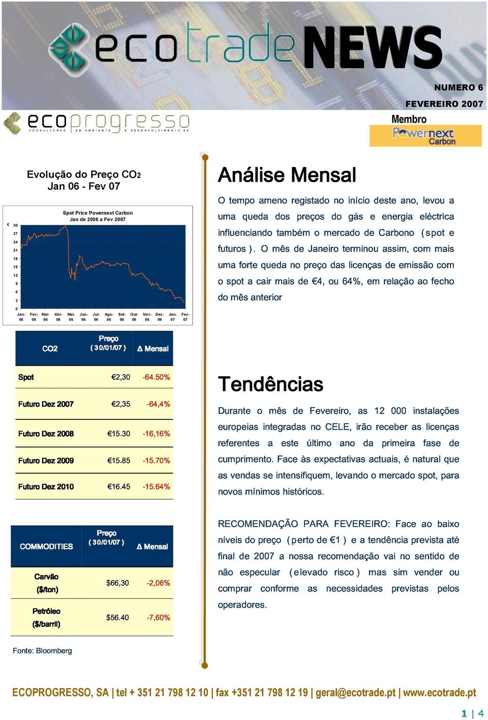 40-7,60% 24 21 18 15 12 9 6 3 0 Jan- Fev- Mar- Abr- Mai- Jun- Jul- Ago- Set- Out- Nov- Dez- 06 06 06 06 06 06 06 06 06 06 06 06 Jan- 07 Fev- 07 NUMERO 6 FEVEREIRO 2007 O tempo ameno registado no