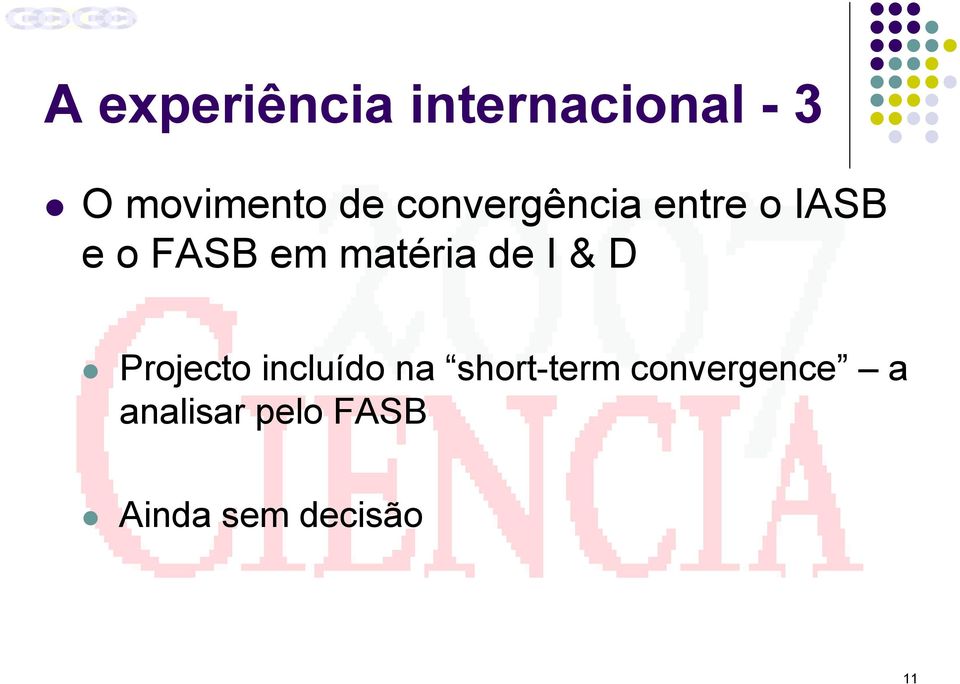 de I & D Projecto incluído na short-term