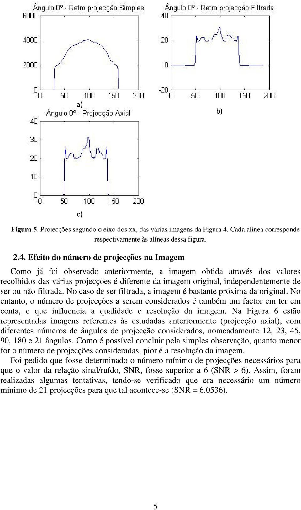 Efeito do número de projecções na Imagem Como já foi observado anteriormente, a imagem obtida através dos valores recolhidos das várias projecções é diferente da imagem original, independentemente de