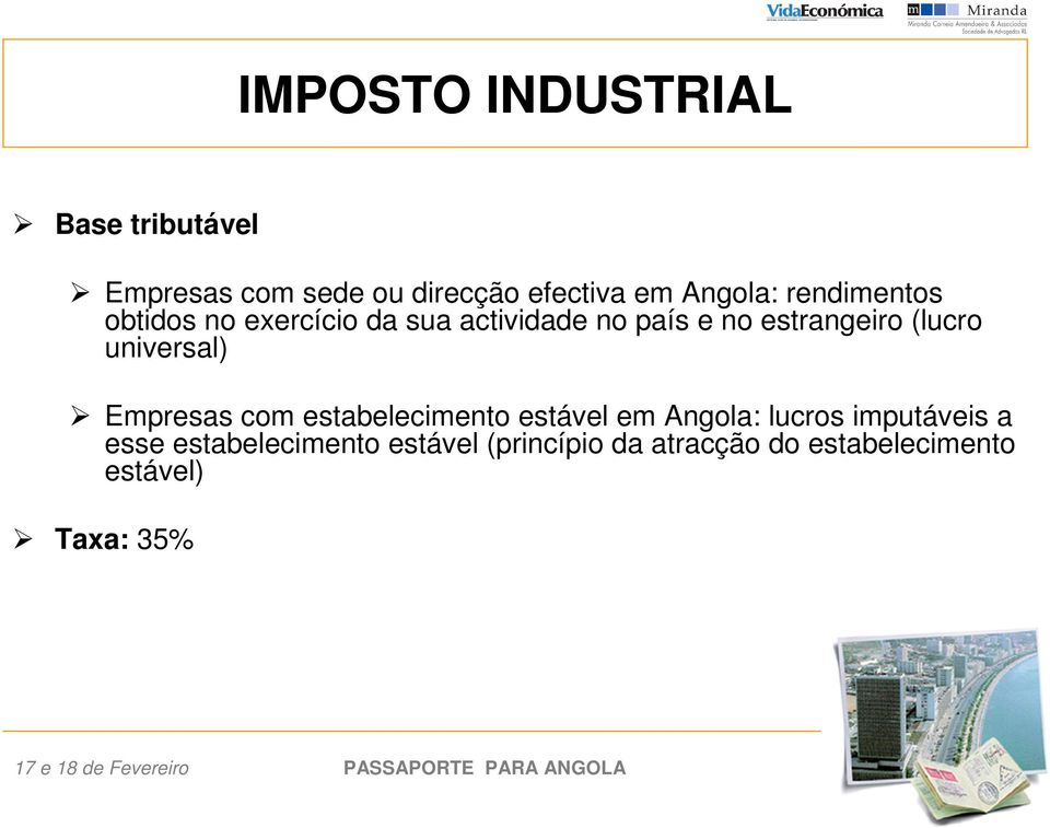 universal) Empresas com estabelecimento estável em Angola: lucros imputáveis a