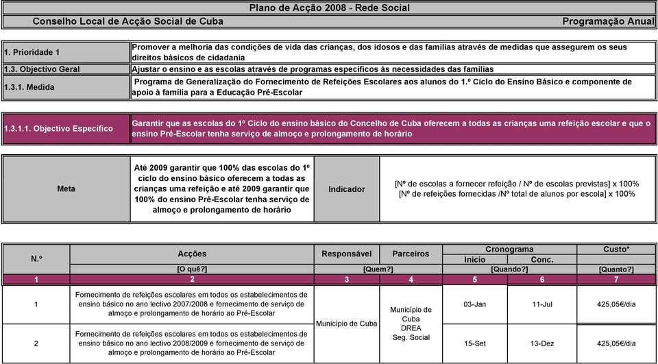 º Ciclo do Ensino Básico e componente de apoio à família para a Educação Pré-Escolar.3.