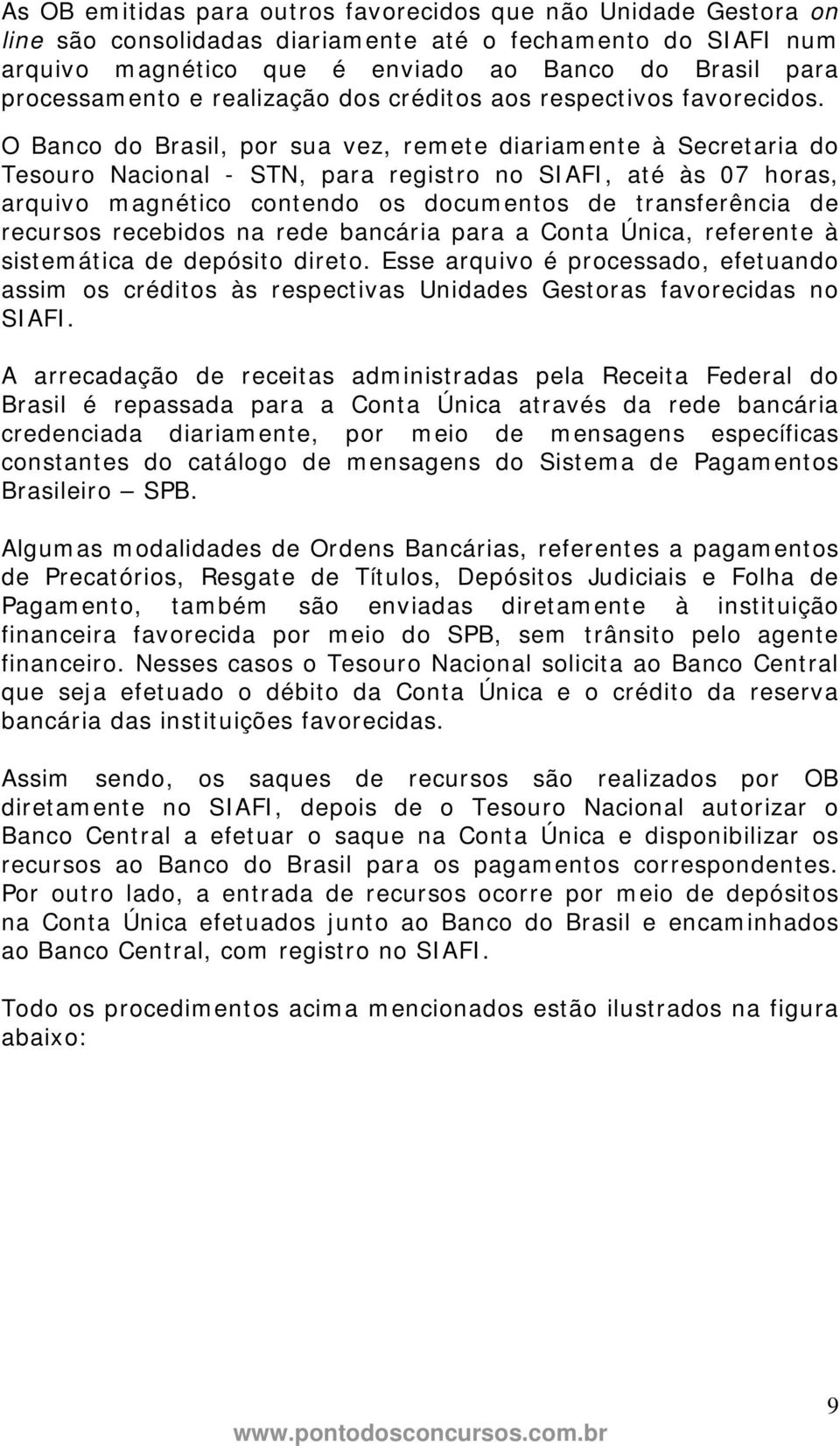 O Banco do Brasil, por sua vez, remete diariamente à Secretaria do Tesouro Nacional - STN, para registro no SIAFI, até às 07 horas, arquivo magnético contendo os documentos de transferência de