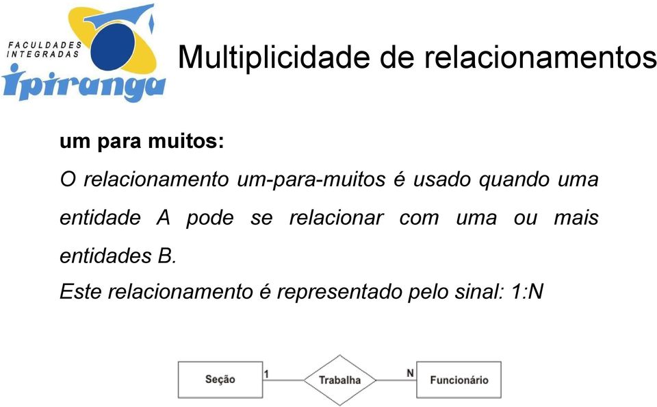 entidade A pode se relacionar com uma ou mais