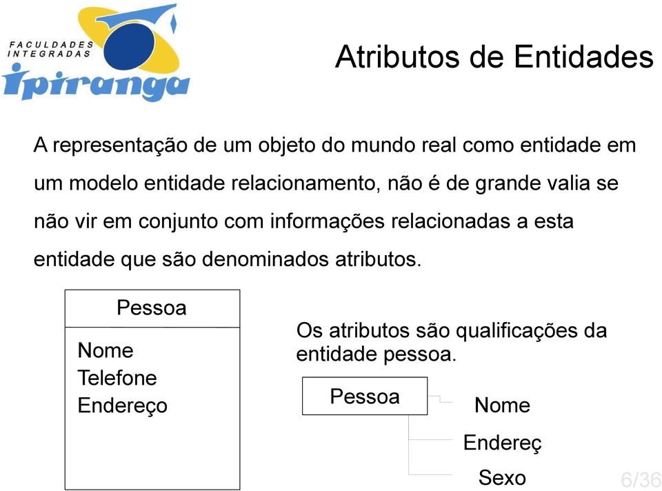 informações relacionadas a esta entidade que são denominados atributos.