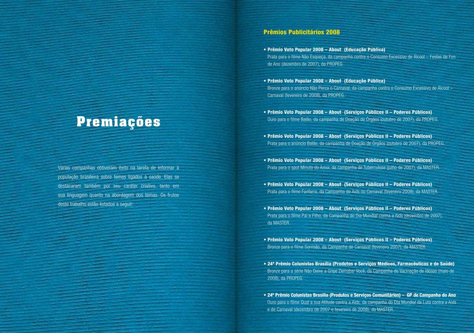 2007), da PROPEG. Prata para o anúncio Balão, da campanha de Doação de Órgãos (outubro de 2007), da PROPEG.