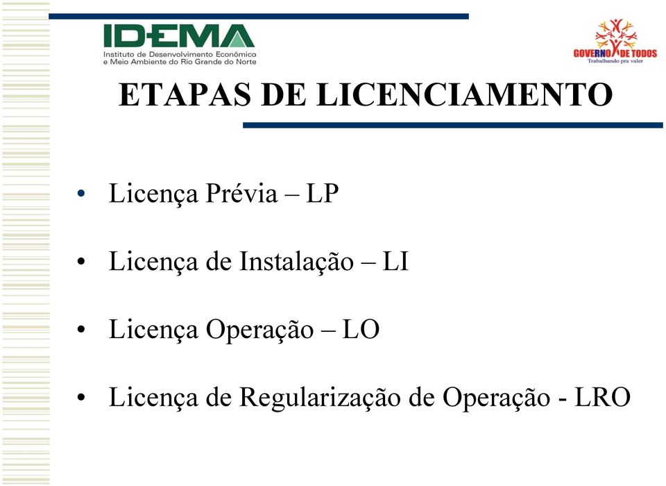 LI Licença Operação LO Licença