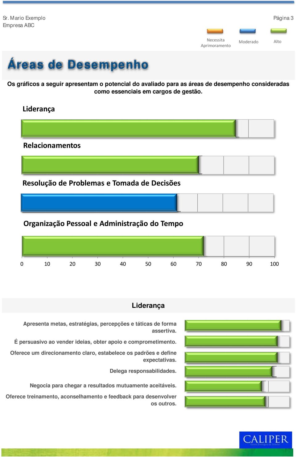 Liderança Relacionamentos Resolução de Problemas e Tomada de Decisões Organização Pessoal e Administração do Tempo Liderança Apresenta metas, estratégias, percepções e