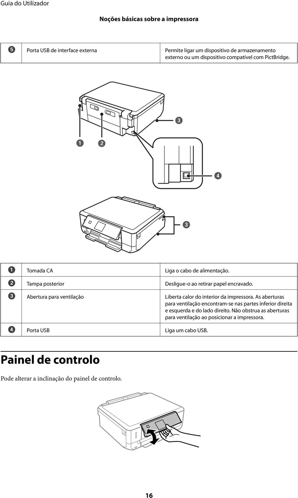 C Abertura para ventilação Liberta calor do interior da impressora.