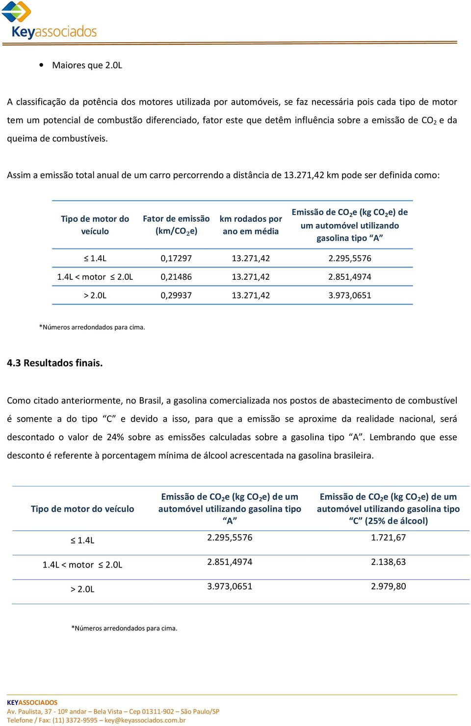 emissão de CO 2 e da queima de combustíveis. Assim a emissão total anual de um carro percorrendo a distância de 13.