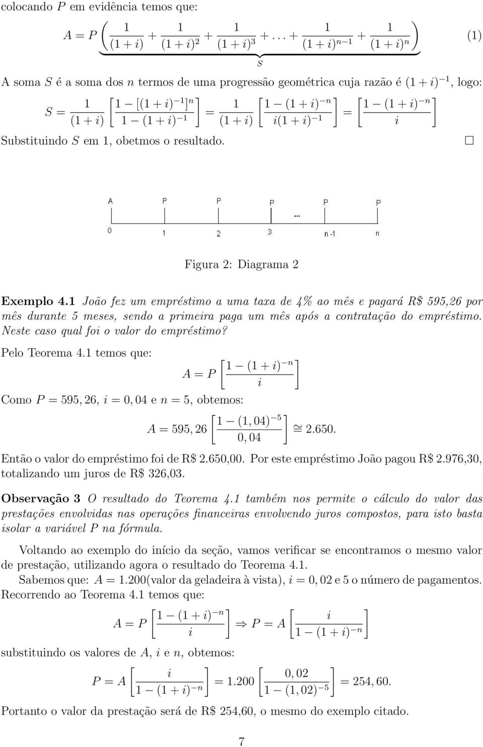 1 (1 + ) 1 (1 + ) (1 + ) 1 Substtundo S em 1, obetmos o resultado. (1) Fgura 2: Dagrama 2 Exemplo 4.