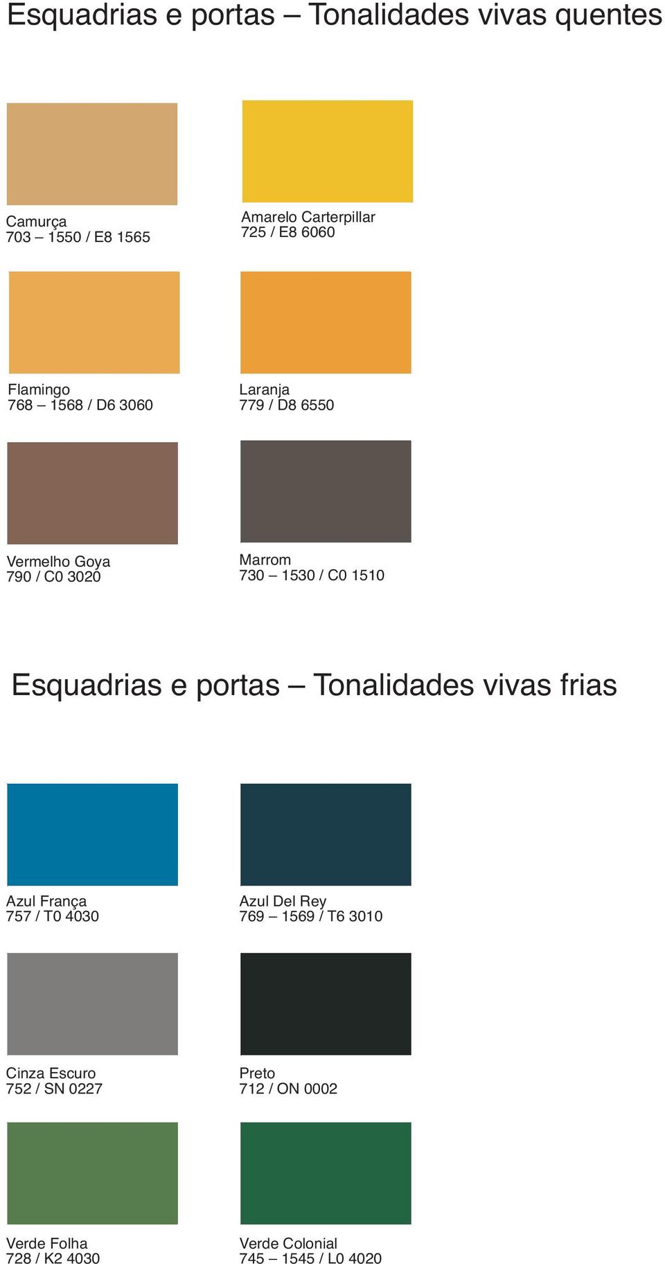 1510 Esquadrias e portas Tonalidades vivas frias Azul França 757 / T0 4030 Azul Del Rey 769 1569 / T6