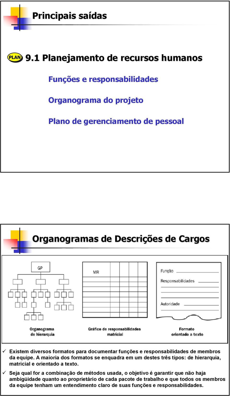 Cargos Existem diversos formatos para documentar funções e responsabilidades de membros da equipe.