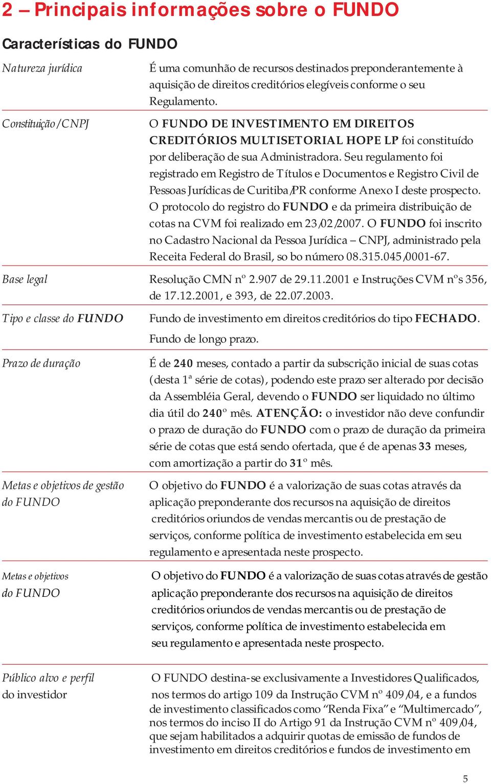 Seu regulamento foi registrado em Registro de Títulos e Documentos e Registro Civil de Pessoas Jurídicas de Curitiba/PR conforme Anexo I deste prospecto.