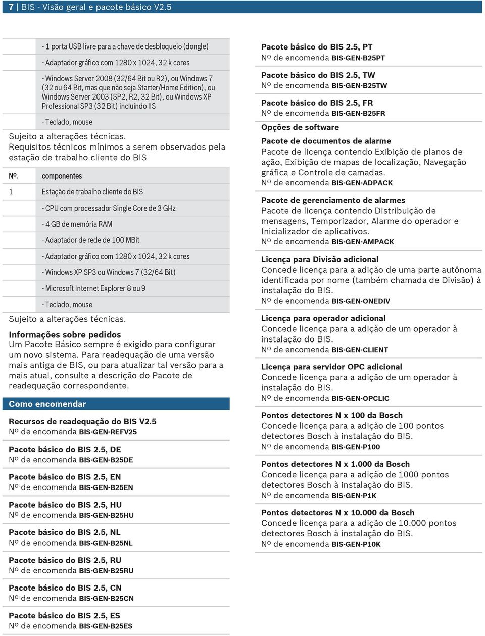 Edition), o Windows Server 2003 (SP2, R2, 32 Bit), o Windows XP Professional SP3 (32 Bit) inclindo IIS - Teclado, mose Sjeito a alterações técnicas.