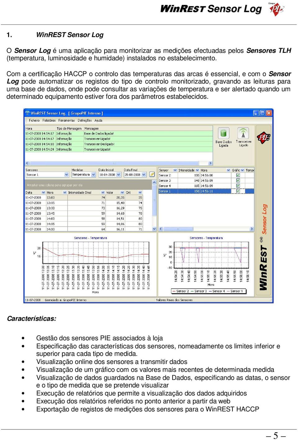 dados, onde pode consultar as variações de temperatura e ser alertado quando um determinado equipamento estiver fora dos parâmetros estabelecidos.