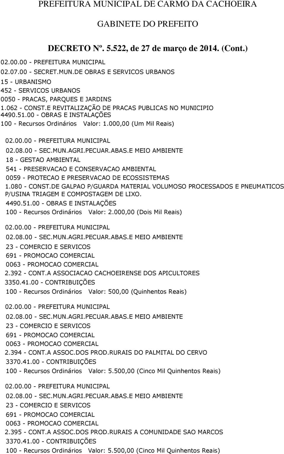 080 - CONST.DE GALPAO P/GUARDA MATERIAL VOLUMOSO PROCESSADOS E PNEUMATICOS P/USINA TRIAGEM E COMPOSTAGEM DE LIXO. 4490.51.00 - OBRAS E INSTALAÇÕES 2.392 - CONT.