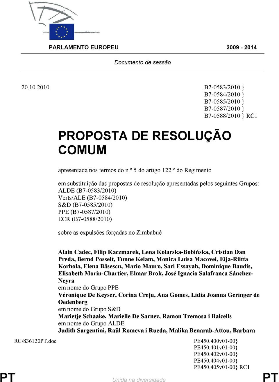 º do Regimento em substituição das propostas de resolução apresentadas pelos seguintes Grupos: ALDE (B7-0583/2010) Verts/ALE (B7-0584/2010) S&D (B7-0585/2010) PPE (B7-0587/2010) ECR (B7-0588/2010)