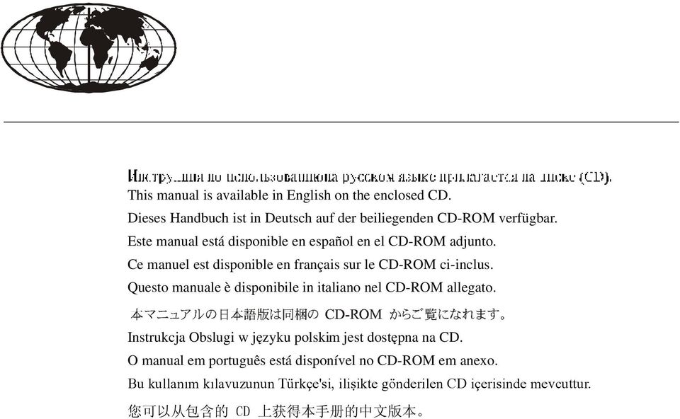 Questo manuale è disponibile in italiano nel CD-ROM allegato. Instrukcja Obslugi w języku polskim jest dostępna na CD.