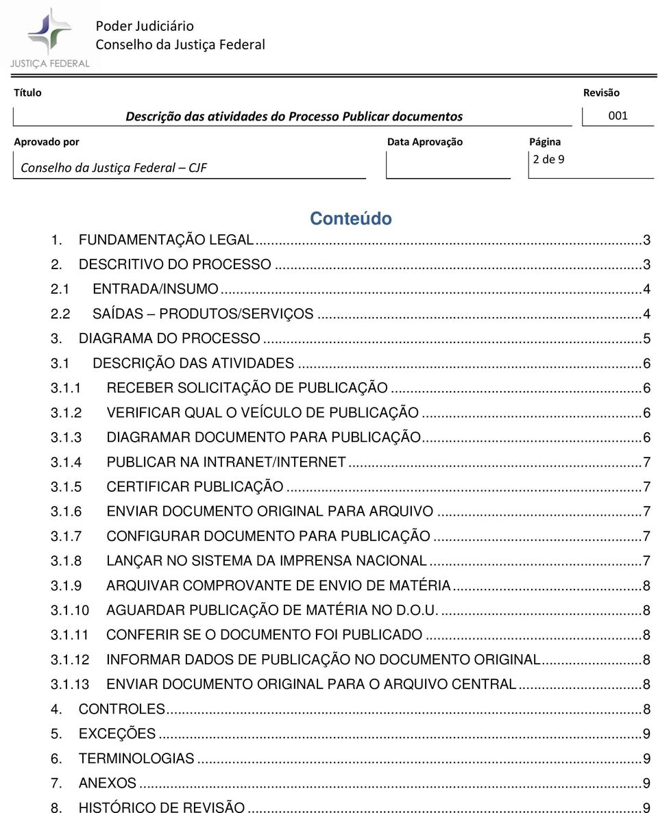 .. 7 3.1.6 ENVIAR DOCUMENTO ORIGINAL PARA ARQUIVO... 7 3.1.7 CONFIGURAR DOCUMENTO PARA PUBLICAÇÃO... 7 3.1.8 LANÇAR NO SISTEMA DA IMPRENSA NACIONAL... 7 3.1.9 ARQUIVAR COMPROVANTE DE ENVIO DE MATÉRIA.