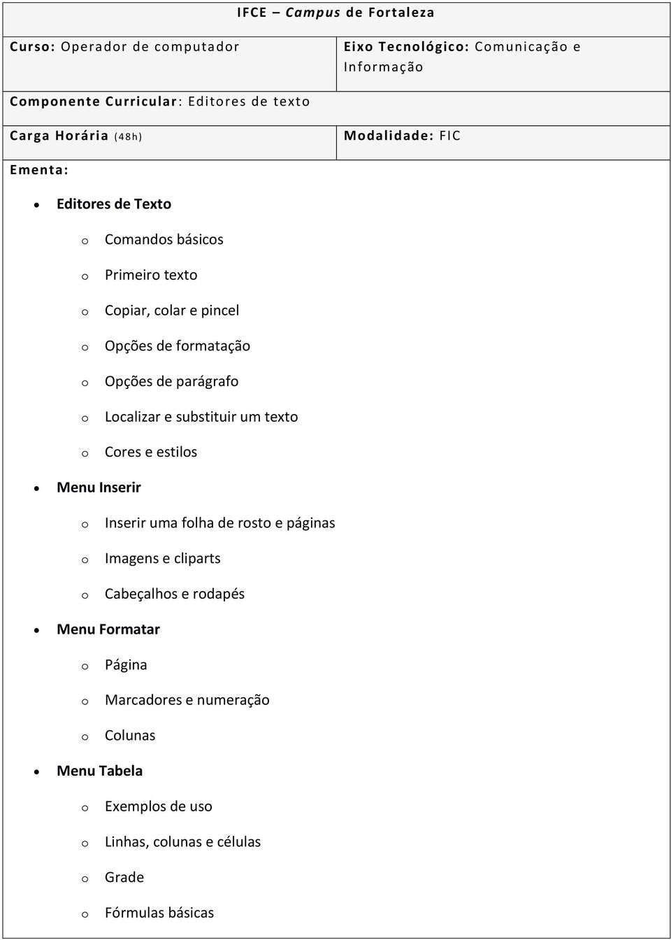 de parágraf Lcalizar e substituir um text Cres e estils Menu Inserir Inserir uma flha de rst e páginas Imagens e cliparts