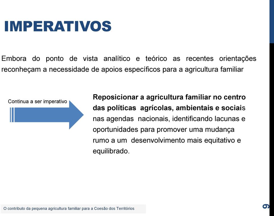 agricultura familiar no centro das políticas agrícolas, ambientais e sociais nas agendas nacionais,