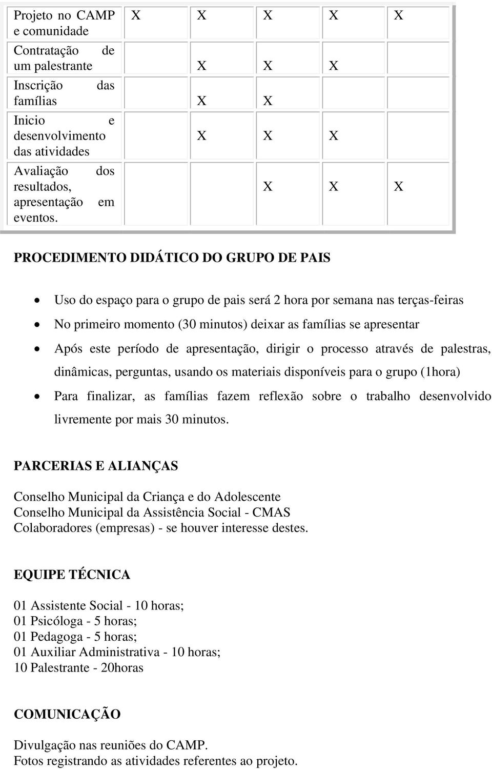 este período de apresentação, dirigir o processo através de palestras, dinâmicas, perguntas, usando os materiais disponíveis para o grupo (1hora) Para finalizar, as famílias fazem reflexão sobre o