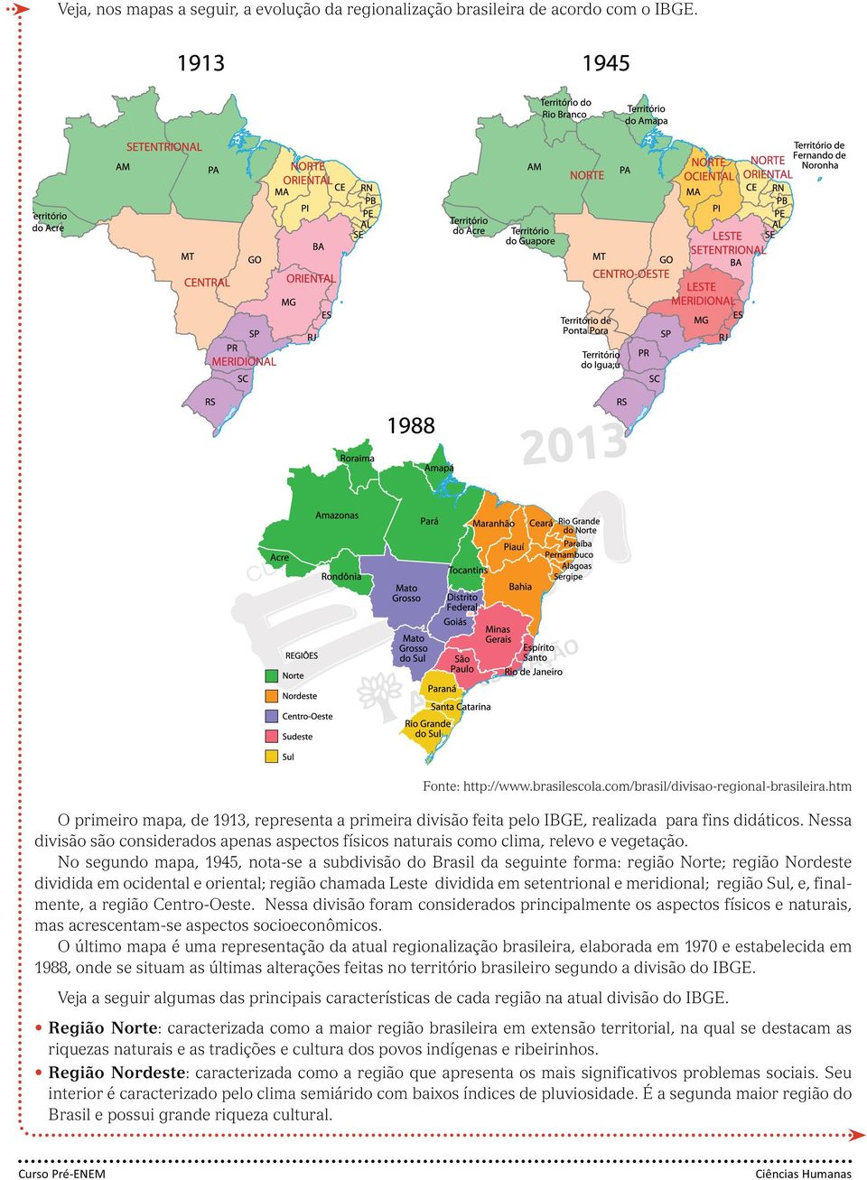 Nessa divisão são considerados apenas aspectos físicos naturais como clima, relevo e vegetação.