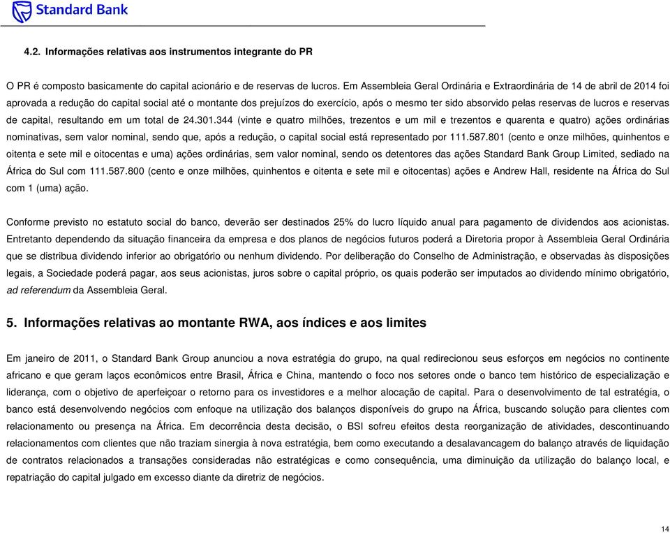 reservas de lucros e reservas de capital, resultando em um total de 24.301.