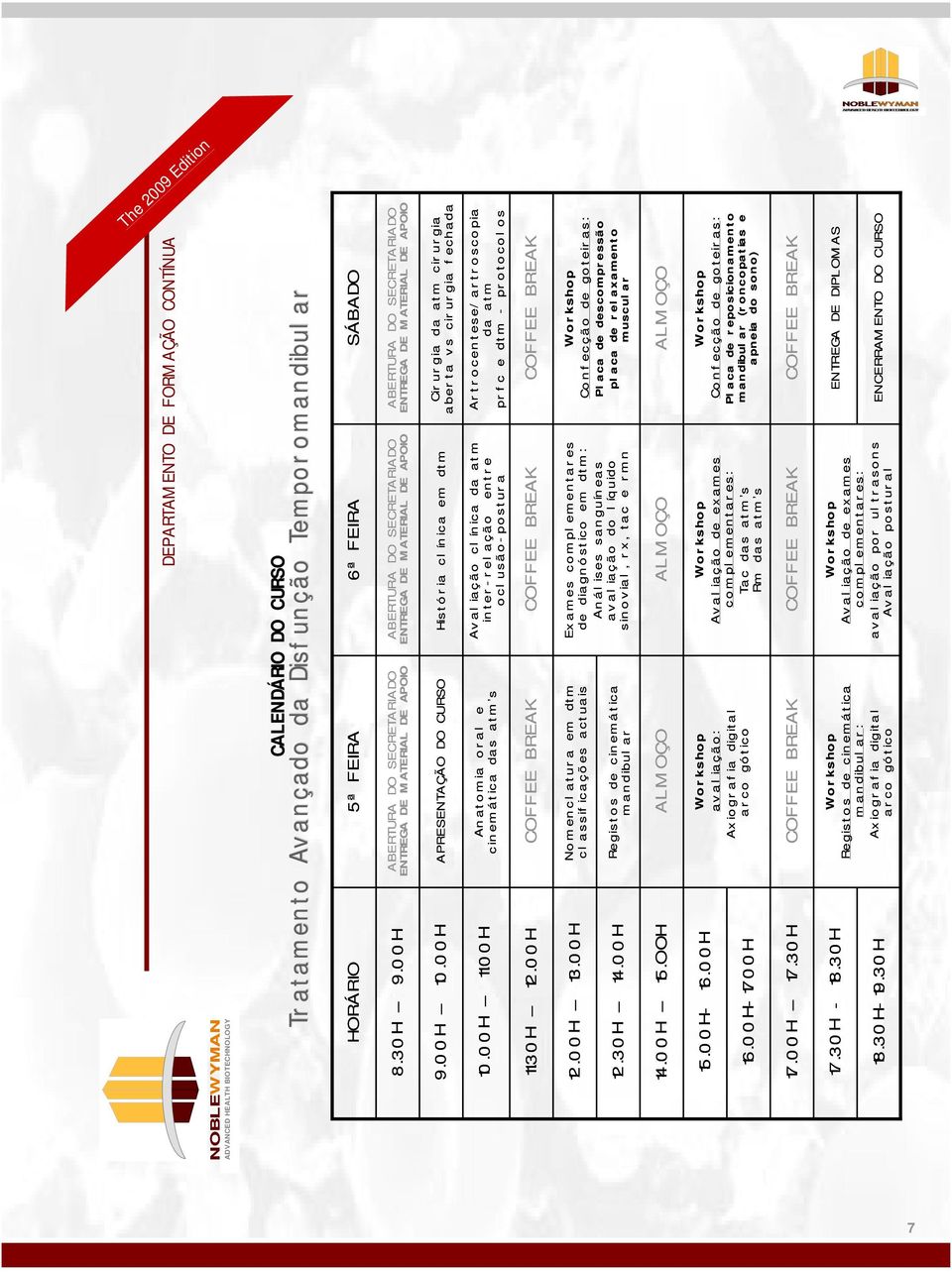 00H APRESENTAÇÃO DO CURSO História clínica em dtm Cir ur gia da at m cir ur gia aber ta v s cir ur gia f echada 10.00H 1.