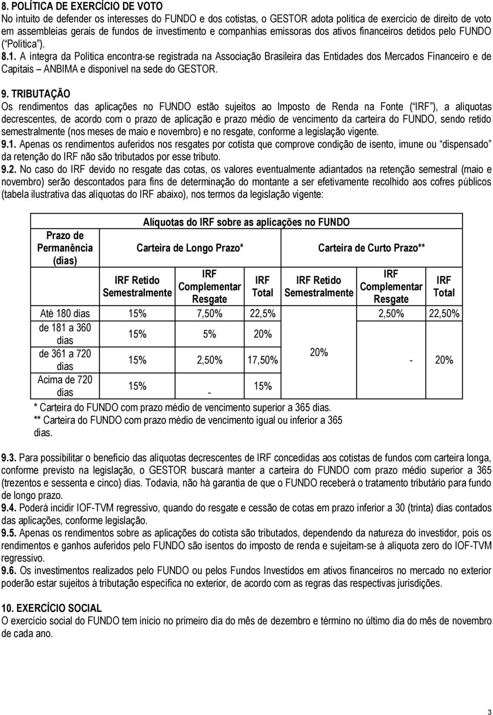 A íntegra da Política encontra-se registrada na Associação Brasileira das Entidades dos Mercados Financeiro e de Capitais ANBIMA e disponível na sede do GESTOR. 9.