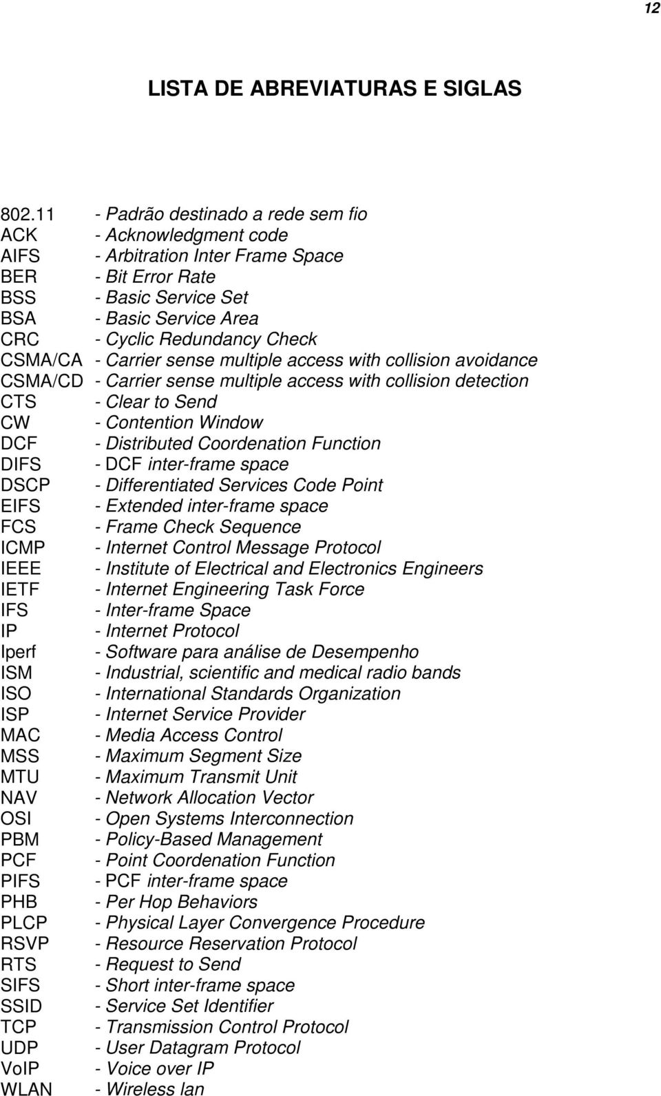 CSMA/CA - Carrier sense multiple access with collision avoidance CSMA/CD - Carrier sense multiple access with collision detection CTS - Clear to Send CW - Contention Window DCF - Distributed