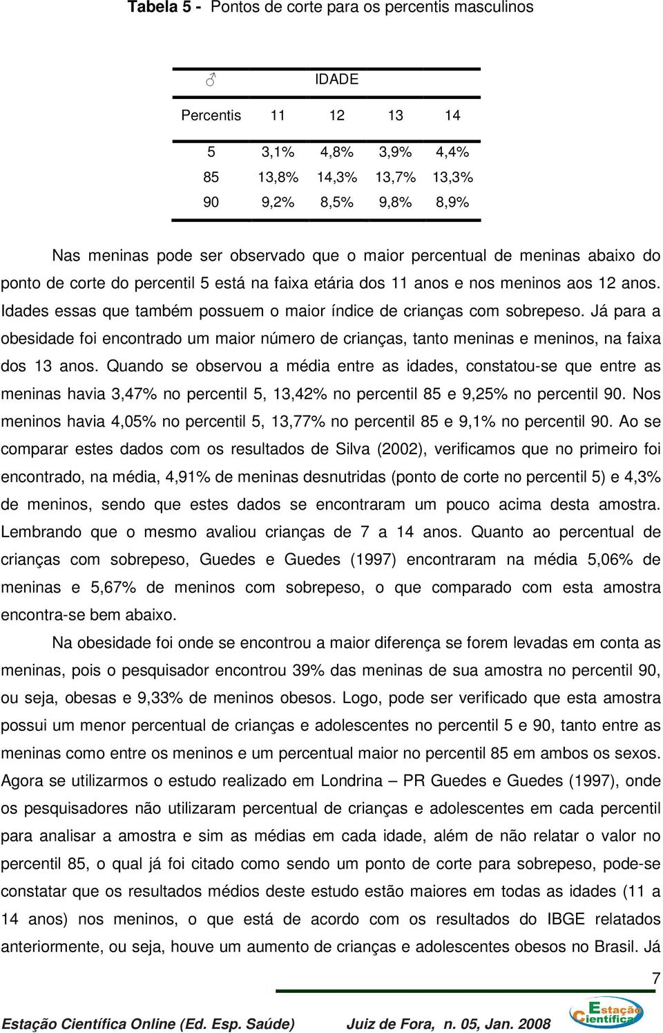 Já para a obesidade foi encontrado um maior número de crianças, tanto meninas e meninos, na faixa dos 13 anos.