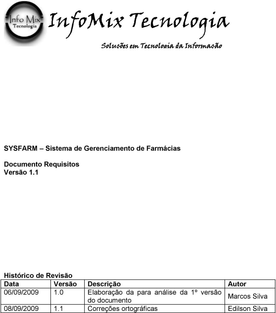 1 Histórico de Revisão Data Versão Descrição Autor 06/09/2009 1.