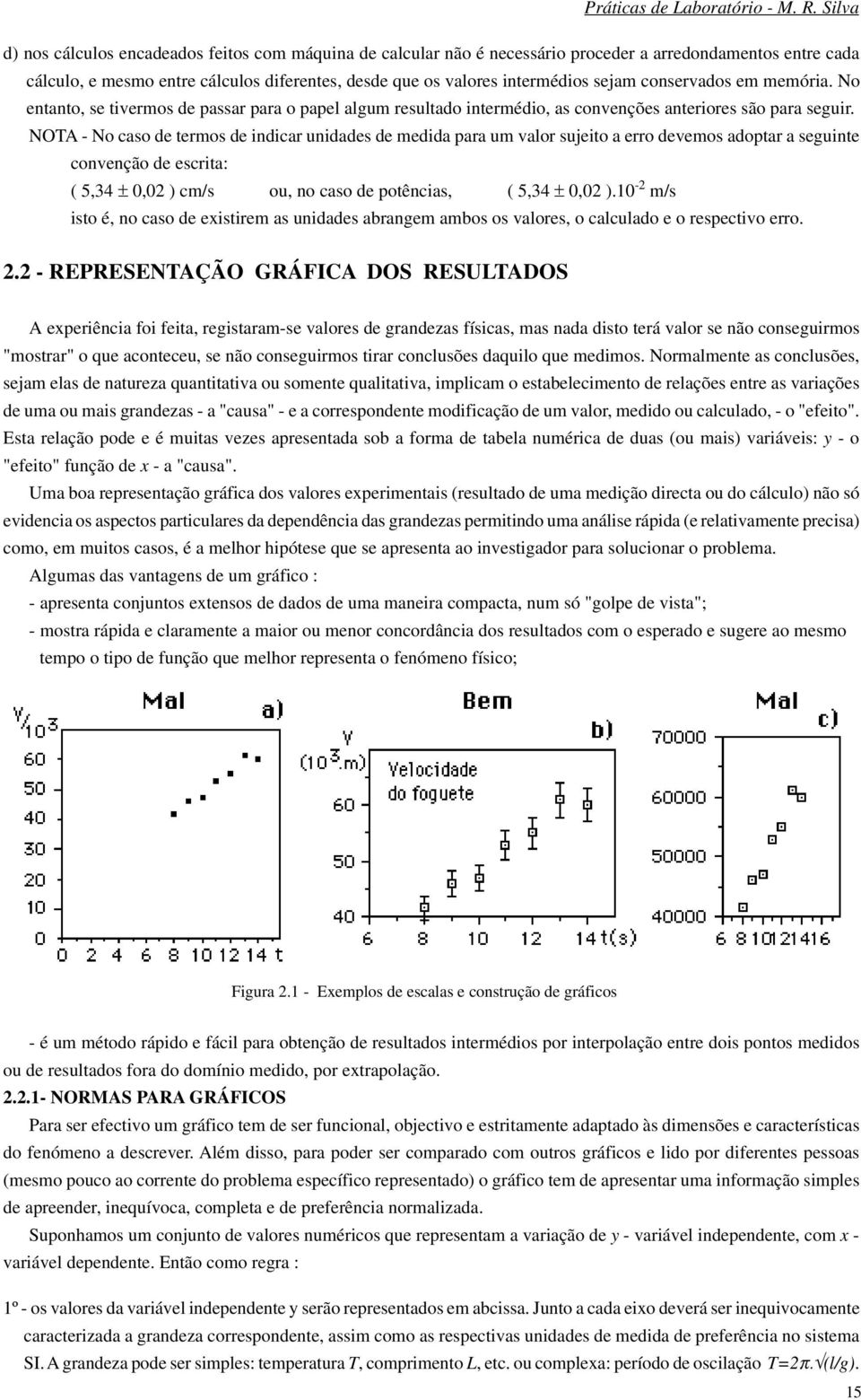 NOTA - No caso de termos de idicar uidades de medida para um valor sujeito a erro devemos adoptar a seguite coveção de escrita: ( 5,34 ±, ) cm/s ou, o caso de potêcias, ( 5,34 ±, ).