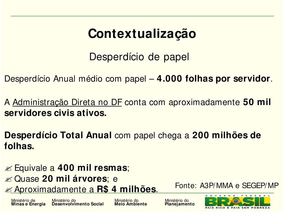 A Administração Direta no DF conta com aproximadamente 50 mil servidores civis ativos.