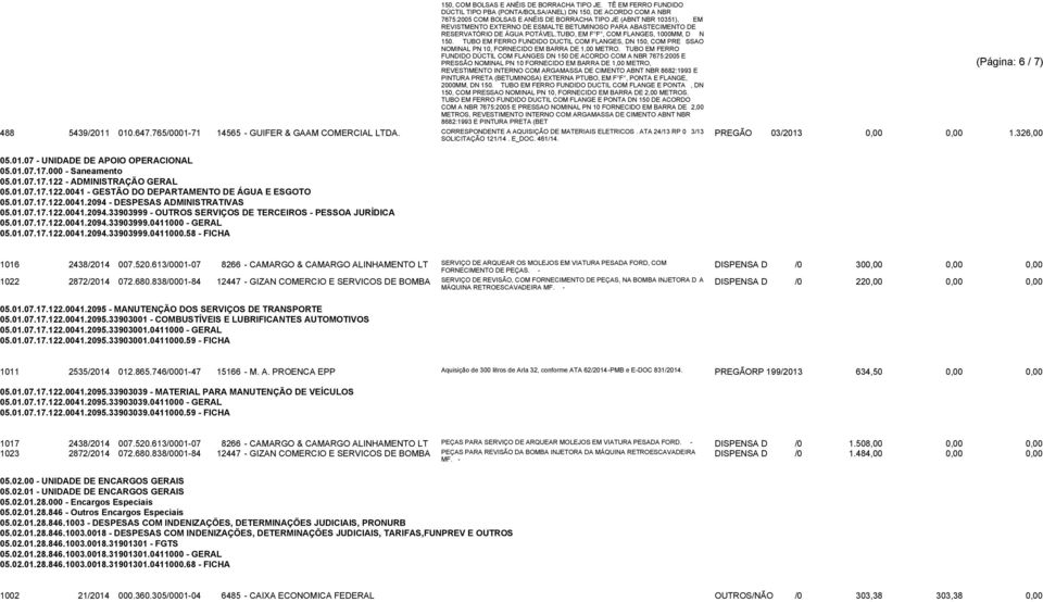 ABASTECIMENTO DE RESERVATÓRIO DE ÁGUA POTÁVEL.TUBO, EM F F, COM FLANGES, 1000MM, D N 150.