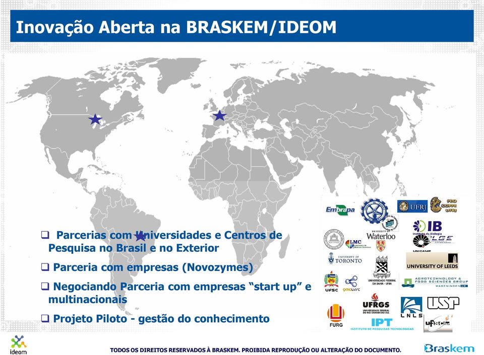 Parceria com empresas (Novozymes) Negociando Parceria com