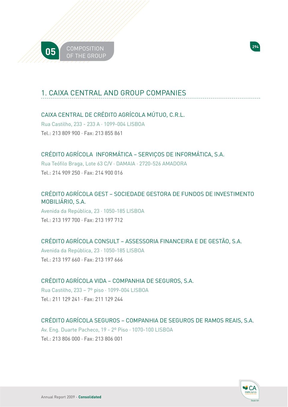 : 214 909 250 Fax: 214 900 016 CRÉDITO AGRÍCOLA GEST SOCIEDADE GESTORA DE FUNDOS DE INVESTIMENTO MOBILIÁRIO, S.A. Avenida da República, 23 1050-185 LISBOA Tel.