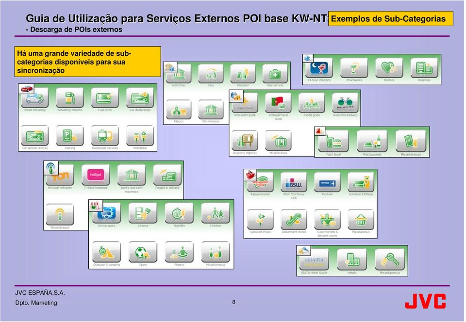 grande variedade de subcategorias