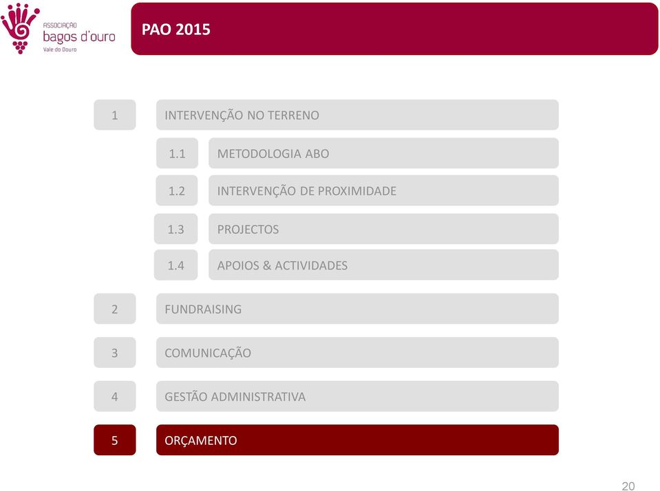 PROJECTOS APOIOS & ACTIVIDADES 2 FUNDRAISING