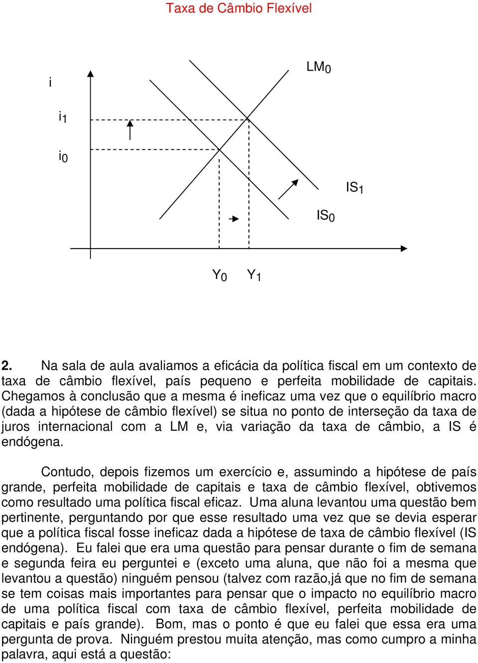 da taxa de câmbio, a IS é endógena.