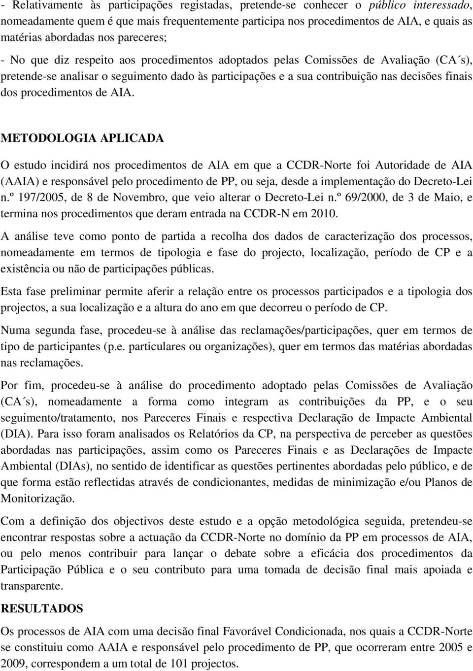 dos procedimentos de AIA.