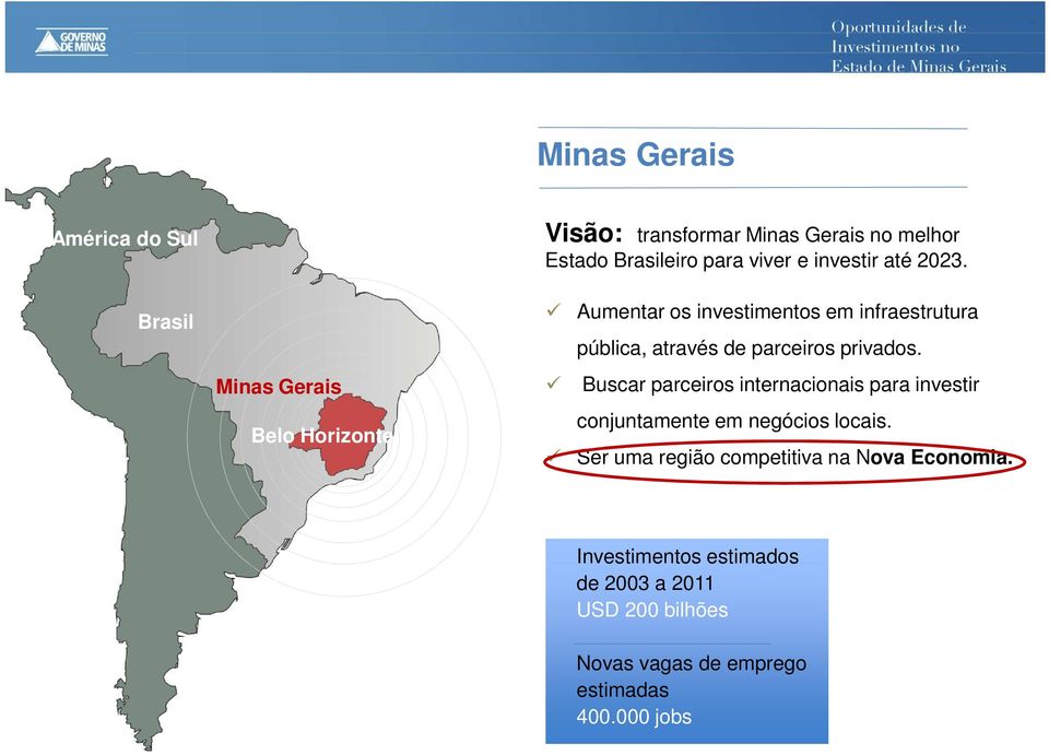 Aumentar os investimentos em infraestrutura pública, através de parceiros privados.