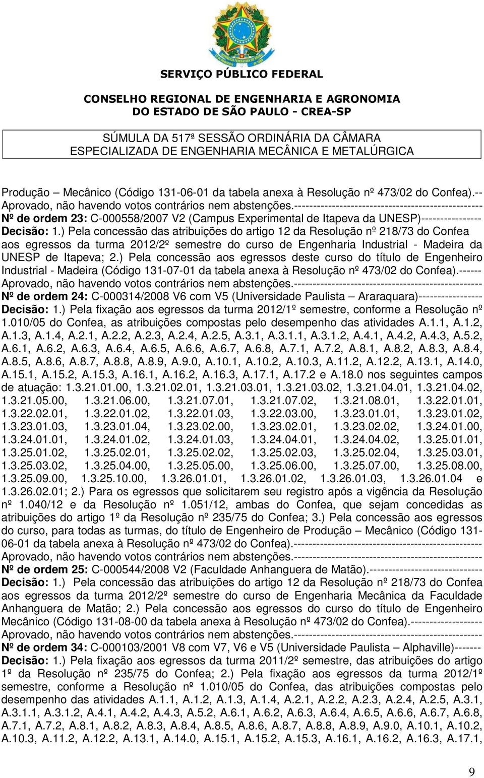 ) Pela concessão aos egressos deste curso do título de Engenheiro Industrial - Madeira (Código 131-07-01 da tabela anexa à Resolução nº 473/02 do Confea).