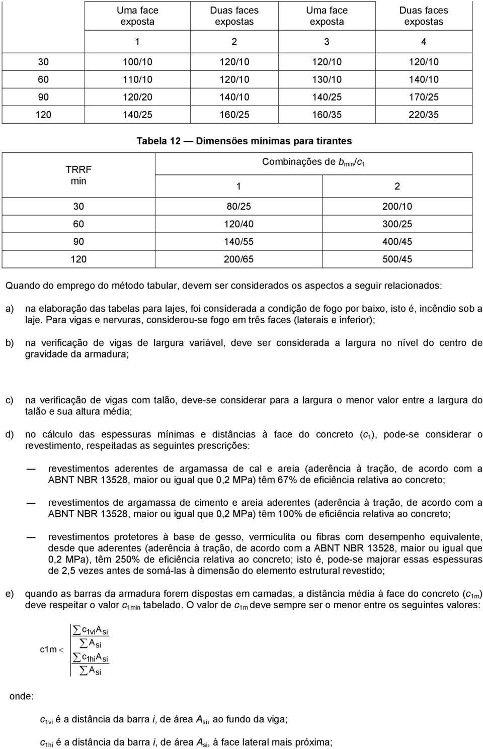 considerados os aspectos a seguir relacionados: a) na elaboração das tabelas para lajes, foi considerada a condição de fogo por baixo, isto é, incêndio sob a laje.