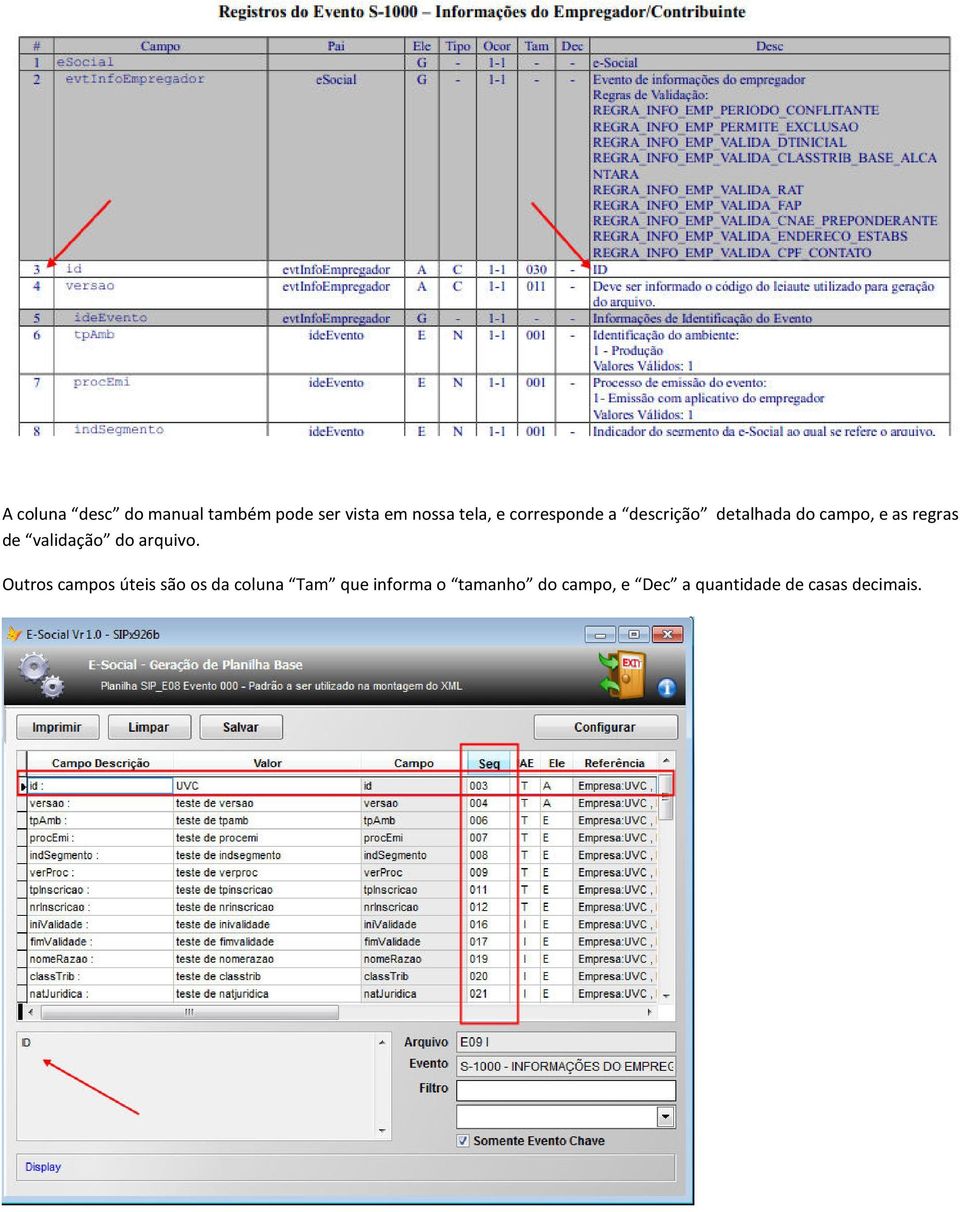 validação do arquivo.