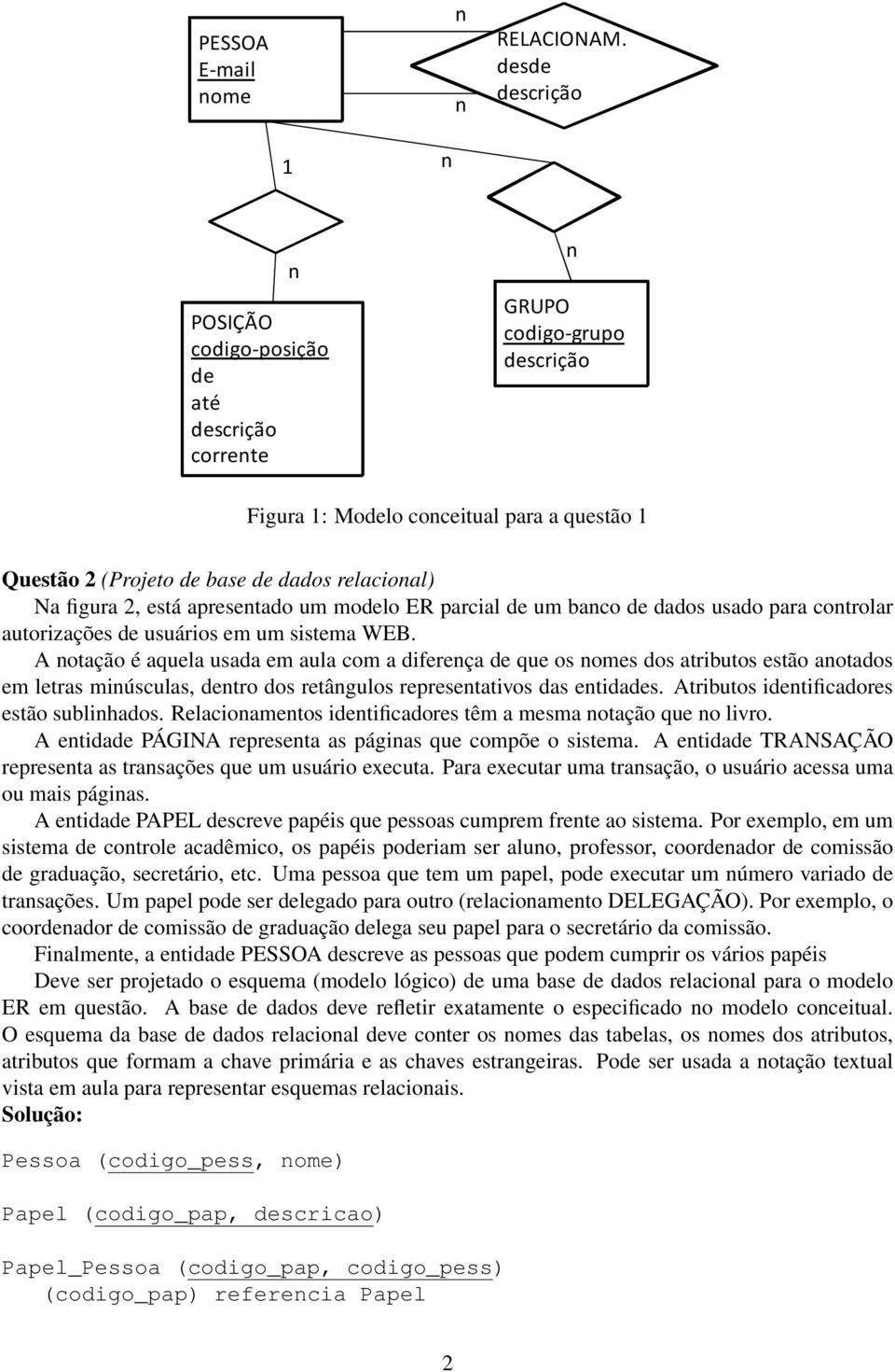 parcial de um baco de dados usado para cotrolar autorizações de usuários em um sistema WEB.