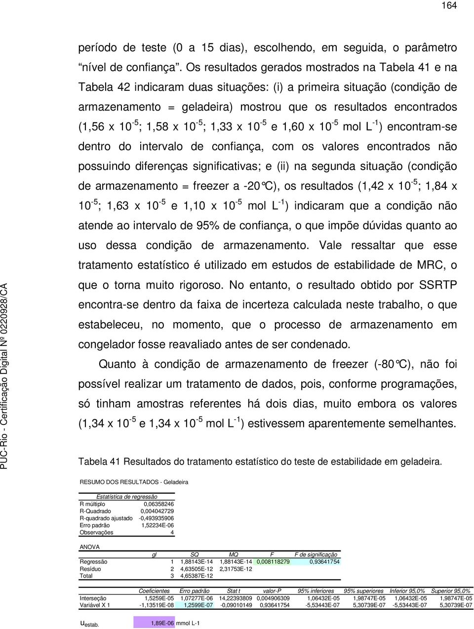 10-5 ; 1,58 x 10-5 ; 1,33 x 10-5 e 1,60 x 10-5 mol L -1 ) encontram-se dentro do intervalo de confiança, com os valores encontrados não possuindo diferenças significativas; e (ii) na segunda situação